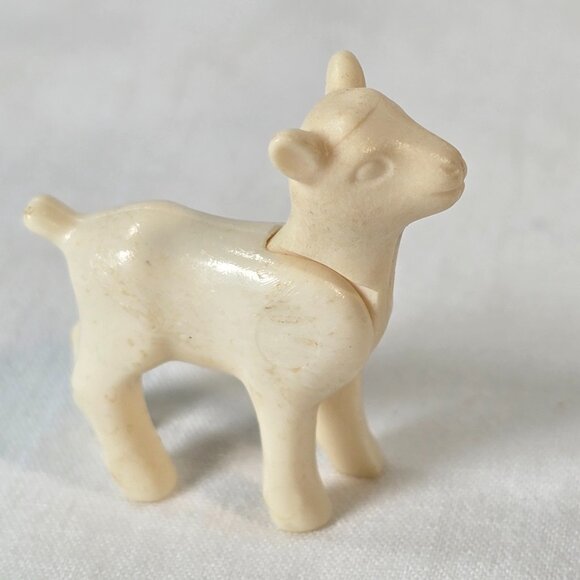 Vintage Plastic Goat Figure Movable Head White Farm Animal Toy 1950s - Picture 2 of 12
